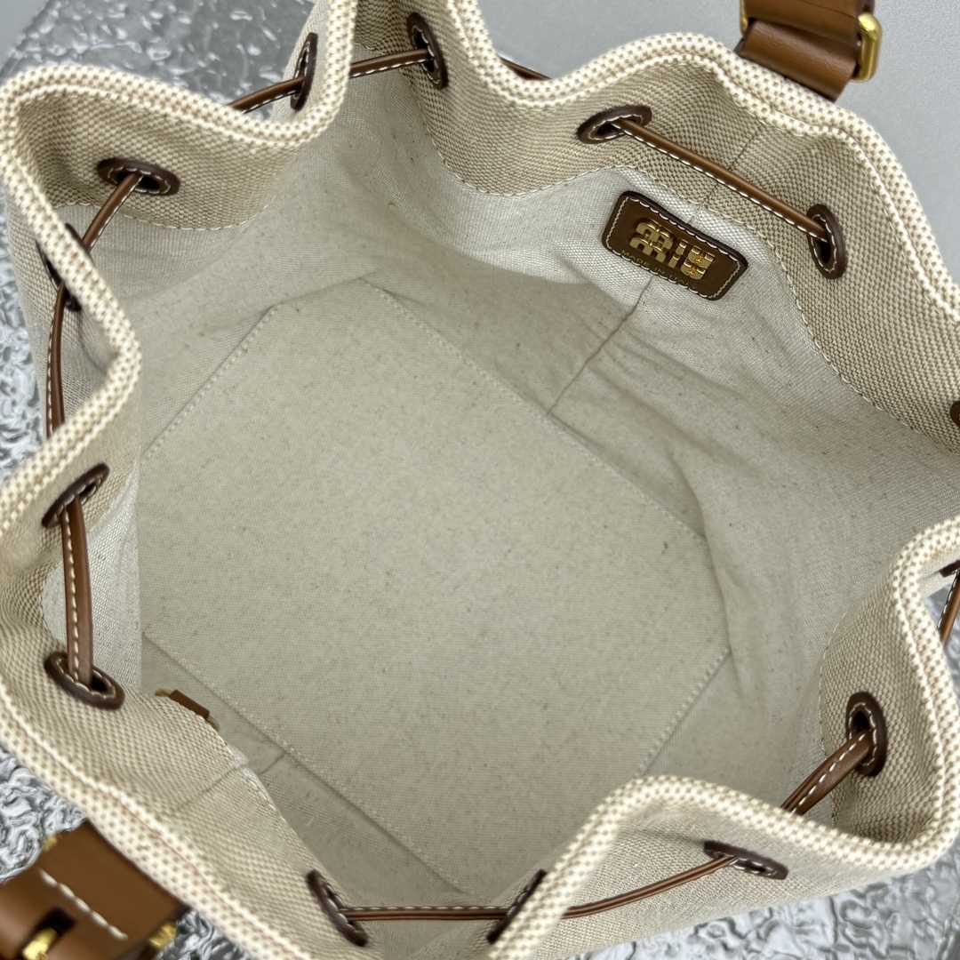 Miu Miu Canvas And Leather Bucket Bag - PerfectKickZ