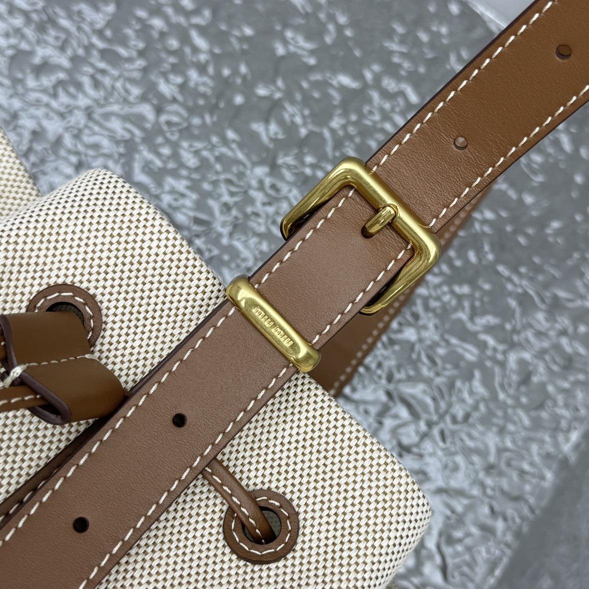 Miu Miu Canvas And Leather Bucket Bag - PerfectKickZ