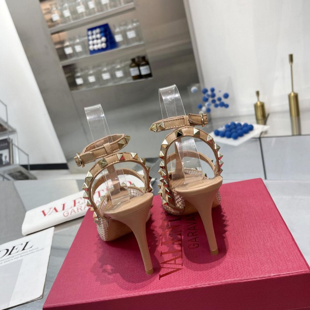 Valenti Rockstud Pumps Women Mesh With Crystals And Straps Apricot - PerfectKickZ