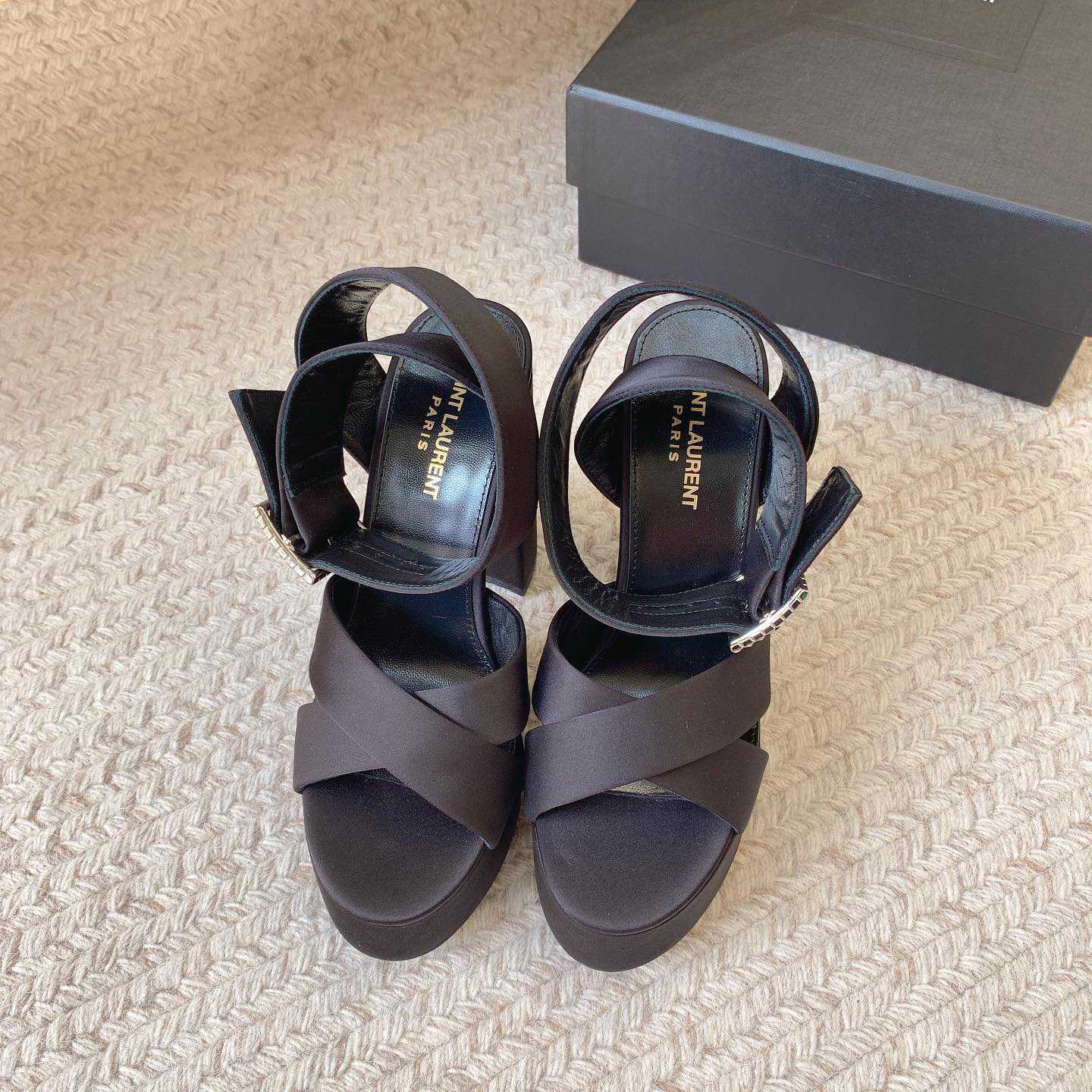 Saint Laurent Bianca Platform Sandals In Satin Crepe - 