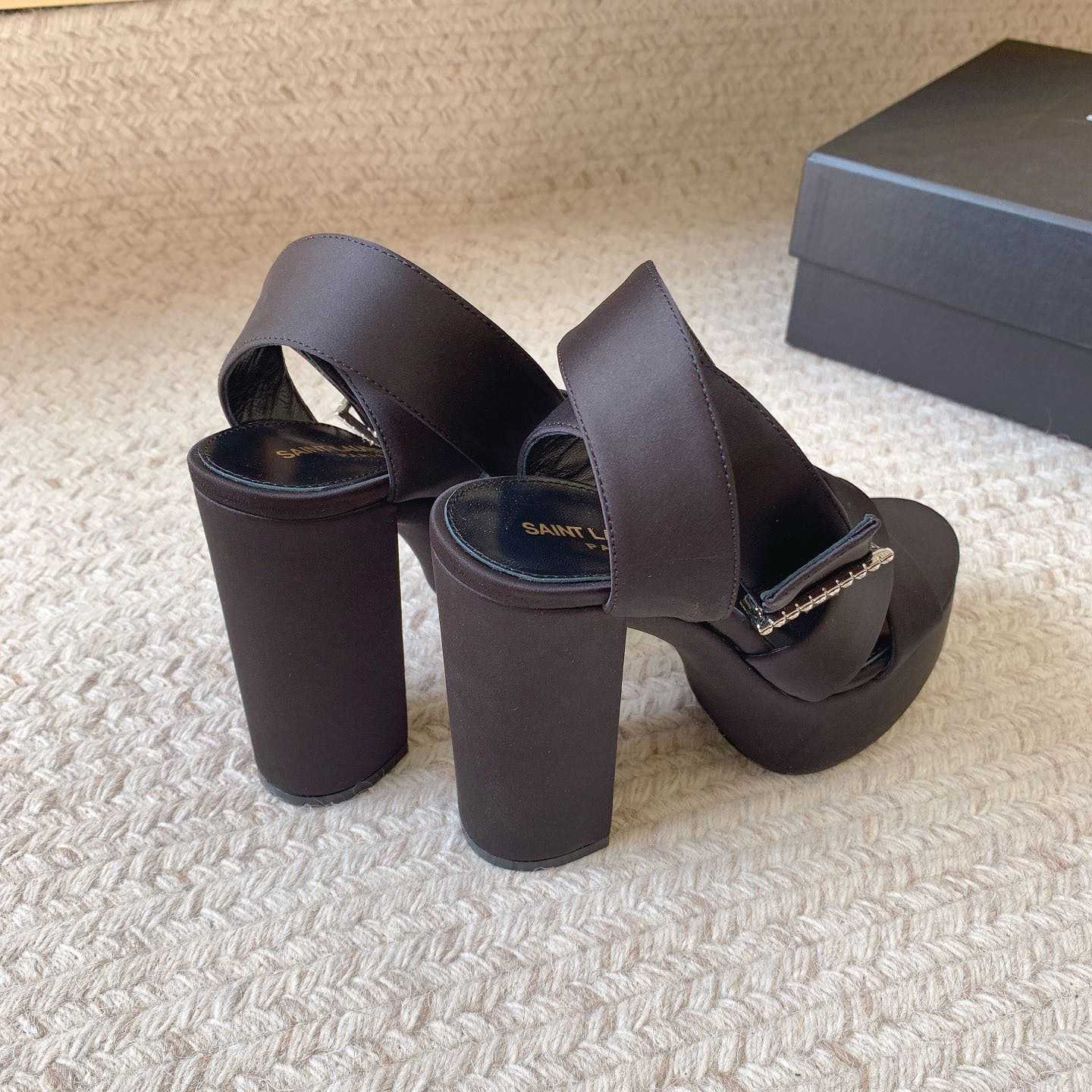 Saint Laurent Bianca Platform Sandals In Satin Crepe - 