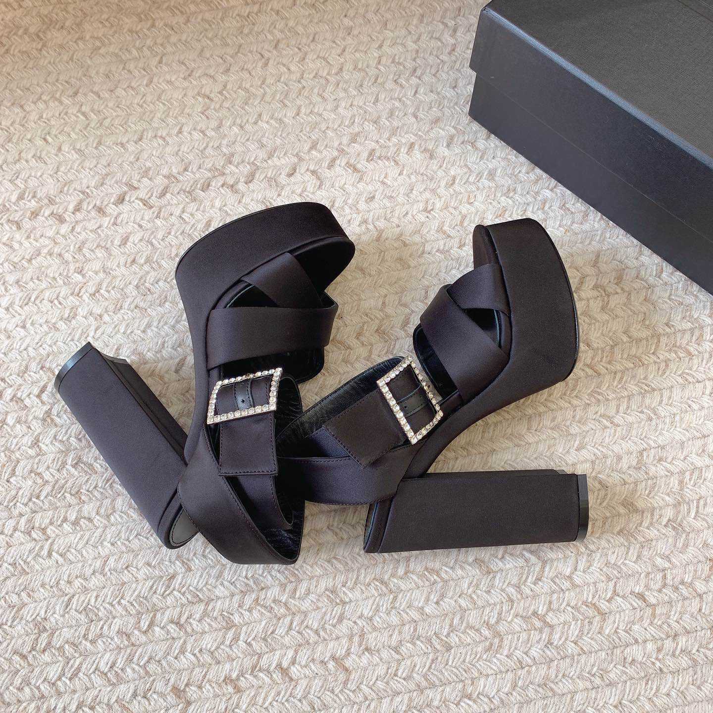 Saint Laurent Bianca Platform Sandals In Satin Crepe - 