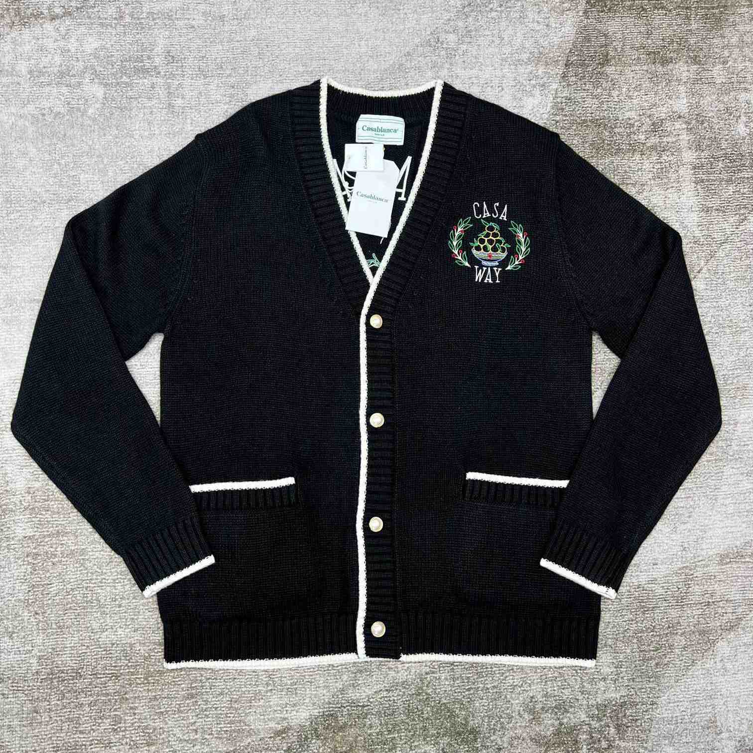 Casablanca Logo-embroidered V-neck Cardigan   D0026 - PerfectKickZ