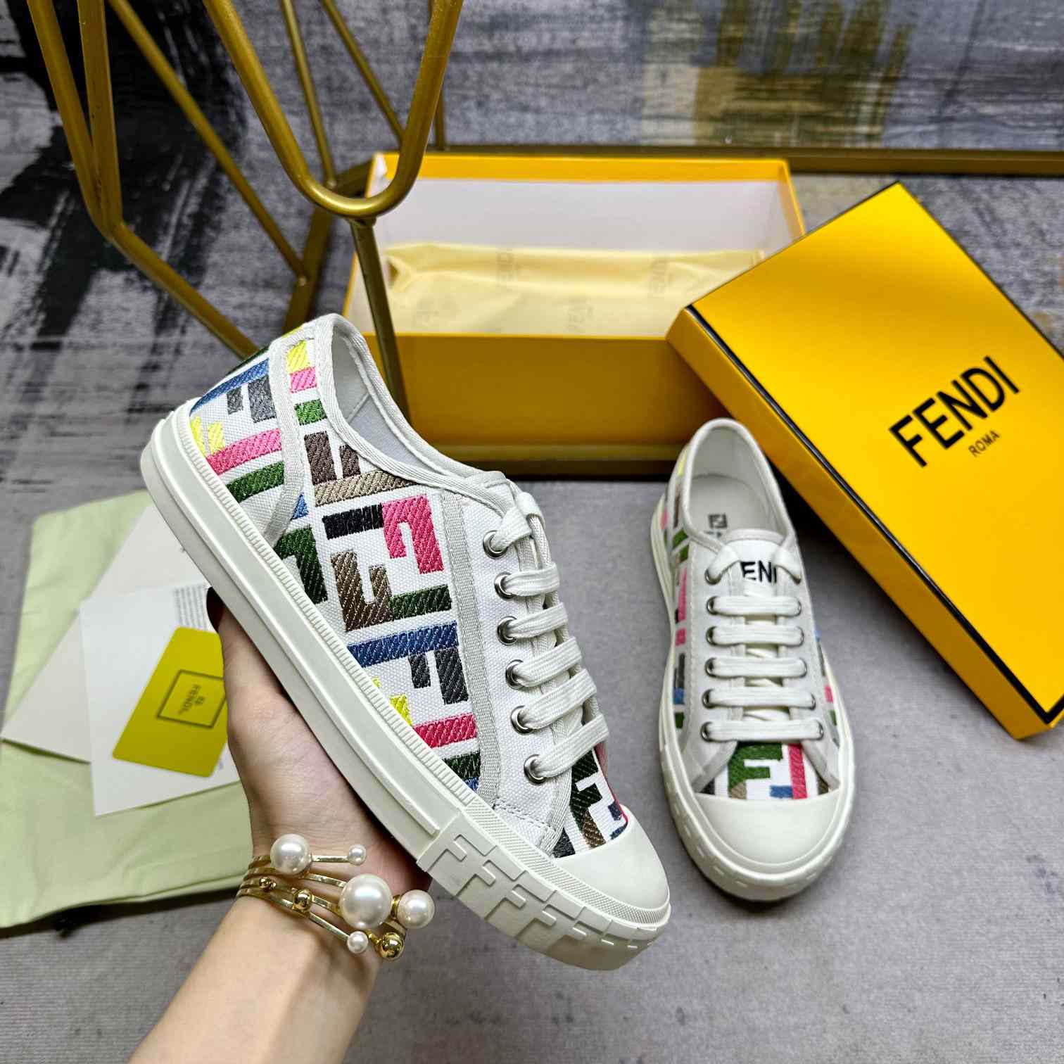 Fendi Domino Canvas Sneakers - PerfectKickZ