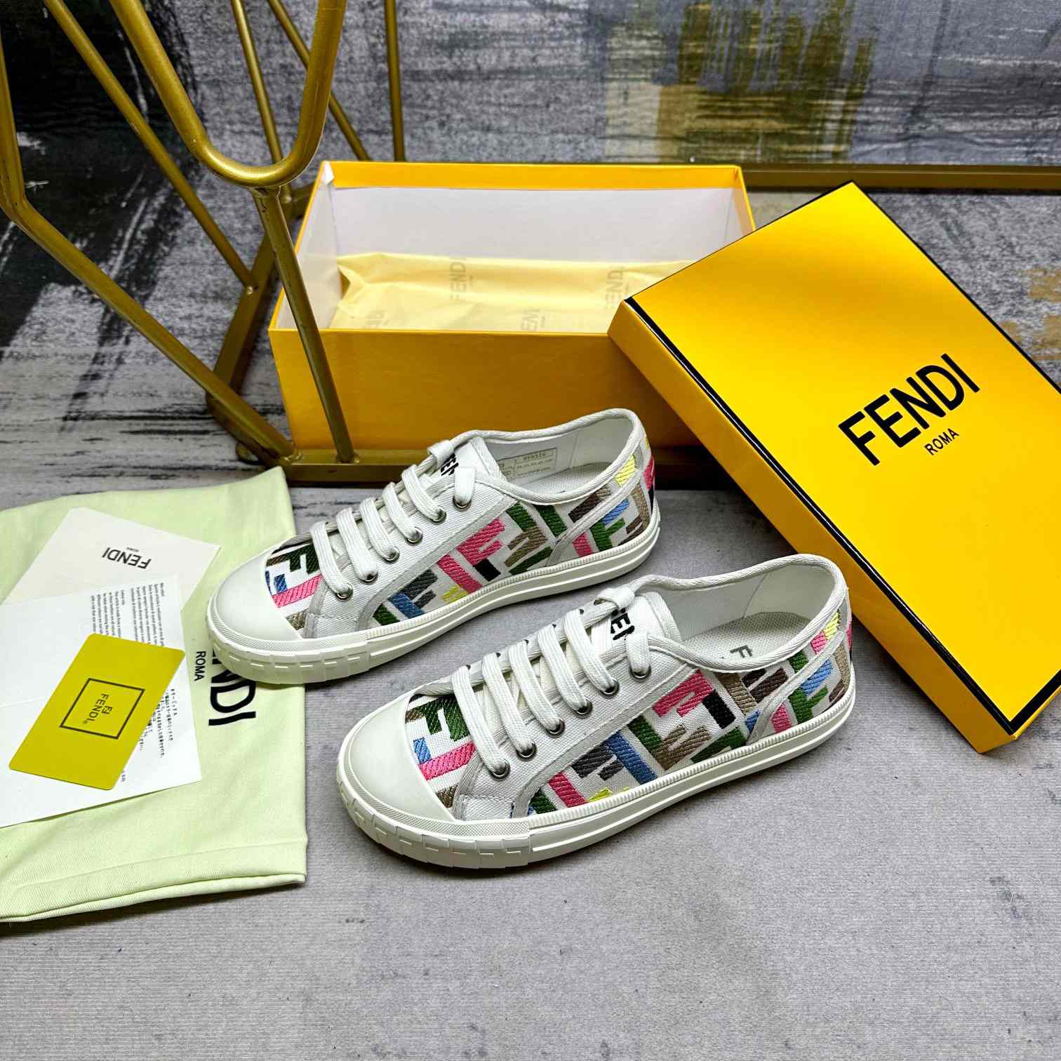 Fendi Domino Canvas Sneakers - PerfectKickZ