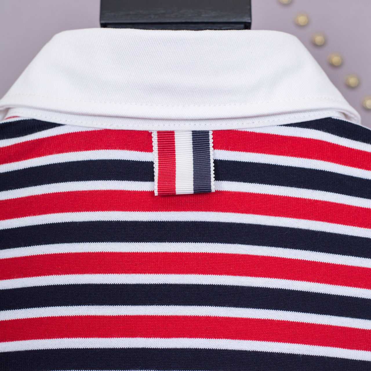 Thom Browne Striped Cotton-jersey Polo  1897 - PerfectKickZ