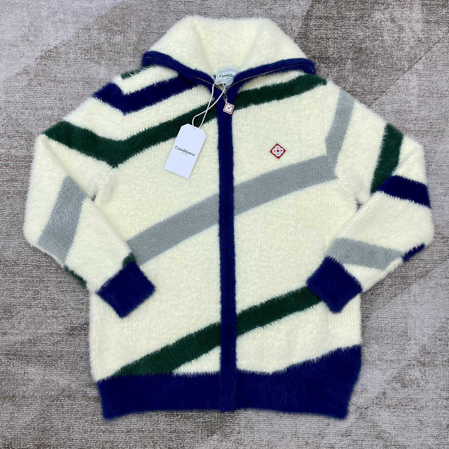 Casablanca  Furry Striped Zip Up Jumper - PerfectKickZ