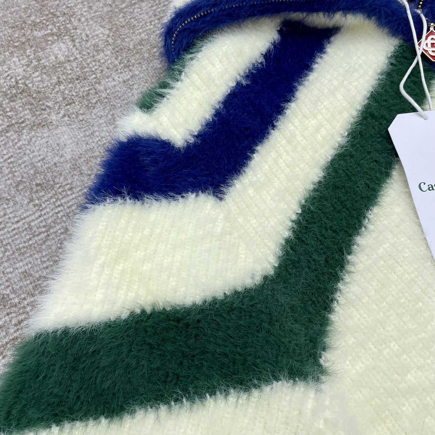 Casablanca  Furry Striped Zip Up Jumper - PerfectKickZ