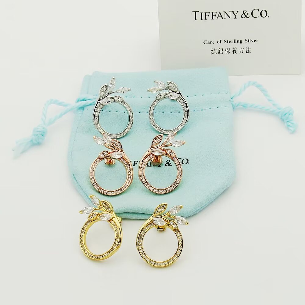 Tiffany & Co. Diamond Vine Circle Earrings In Platinum - PerfectKickZ