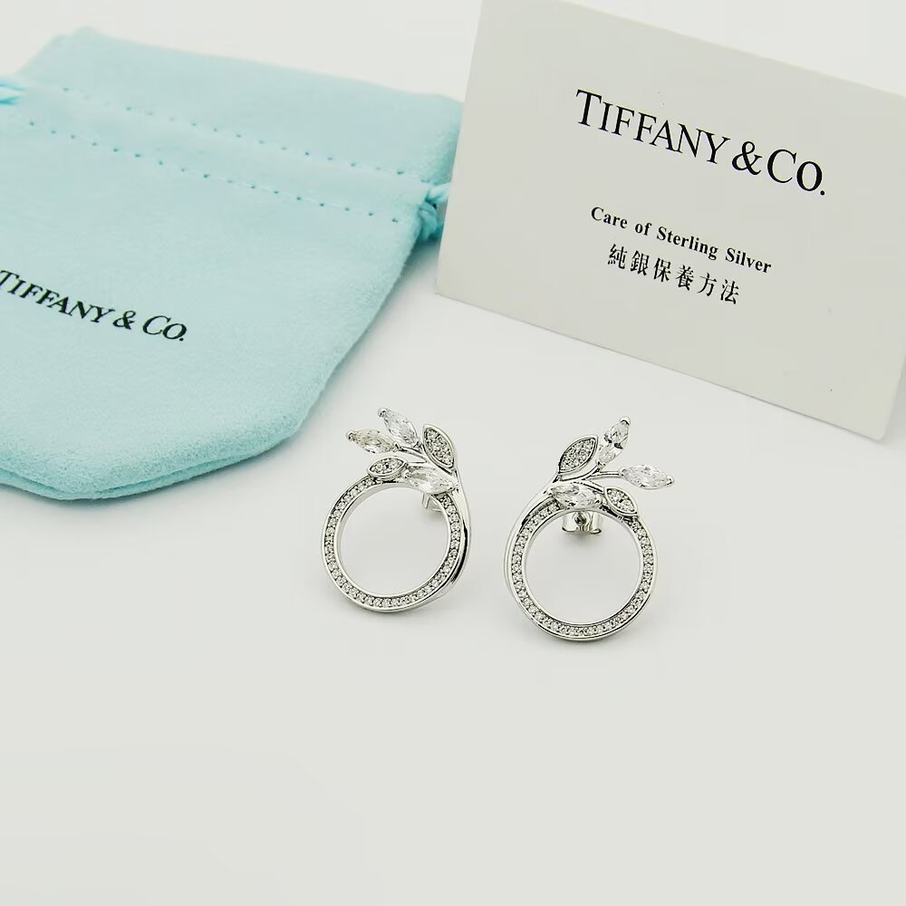 Tiffany & Co. Diamond Vine Circle Earrings In Platinum - PerfectKickZ