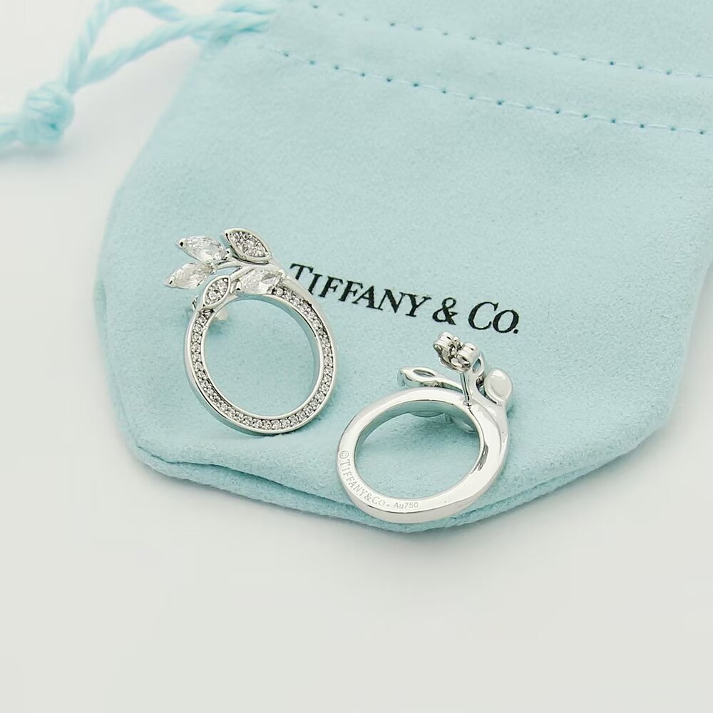 Tiffany & Co. Diamond Vine Circle Earrings In Platinum - PerfectKickZ