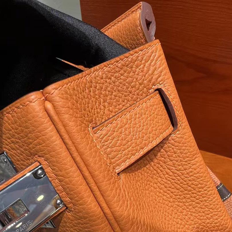 Hermes Orange 'Hac A Dos' Sling Backpack  (18-27-8cm) - PerfectKickZ