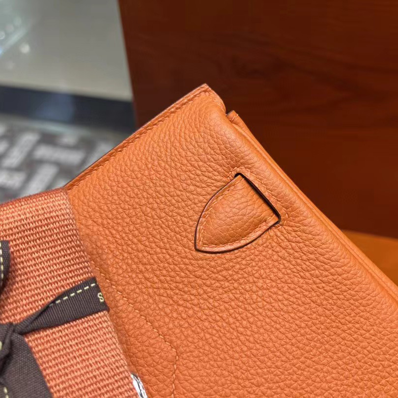 Hermes Orange 'Hac A Dos' Sling Backpack  (18-27-8cm) - PerfectKickZ