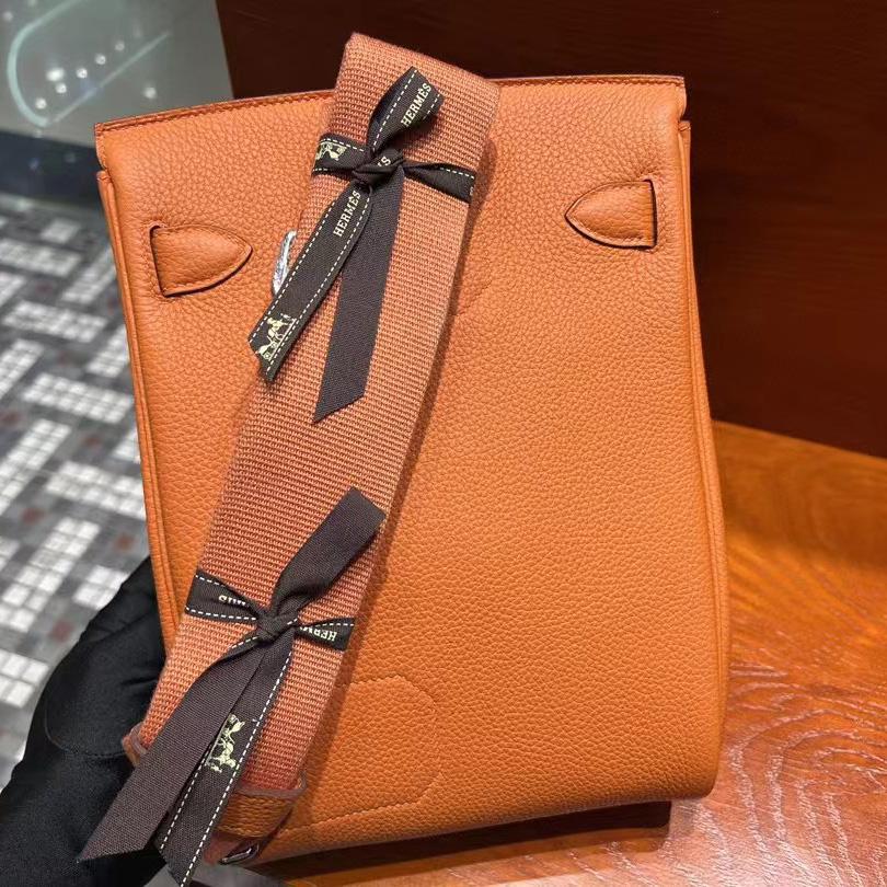 Hermes Orange 'Hac A Dos' Sling Backpack  (18-27-8cm) - PerfectKickZ