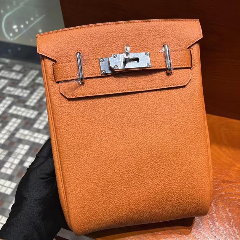 Hermes Orange 'Hac A Dos' Sling Backpack  (18-27-8cm) - PerfectKickZ