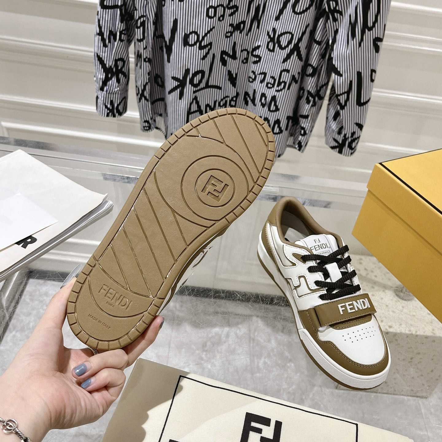 Fendi Match Green Leather Low-tops - PerfectKickZ