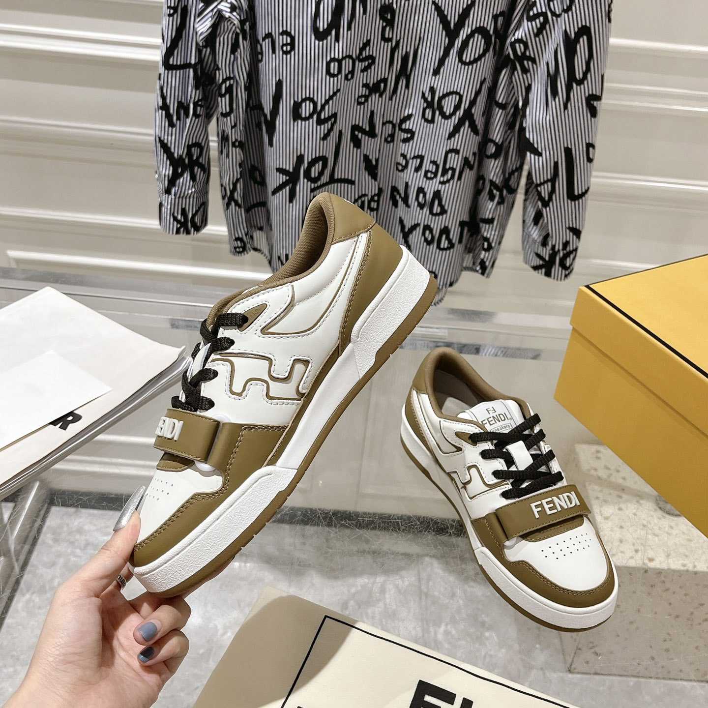 Fendi Match Green Leather Low-tops - PerfectKickZ