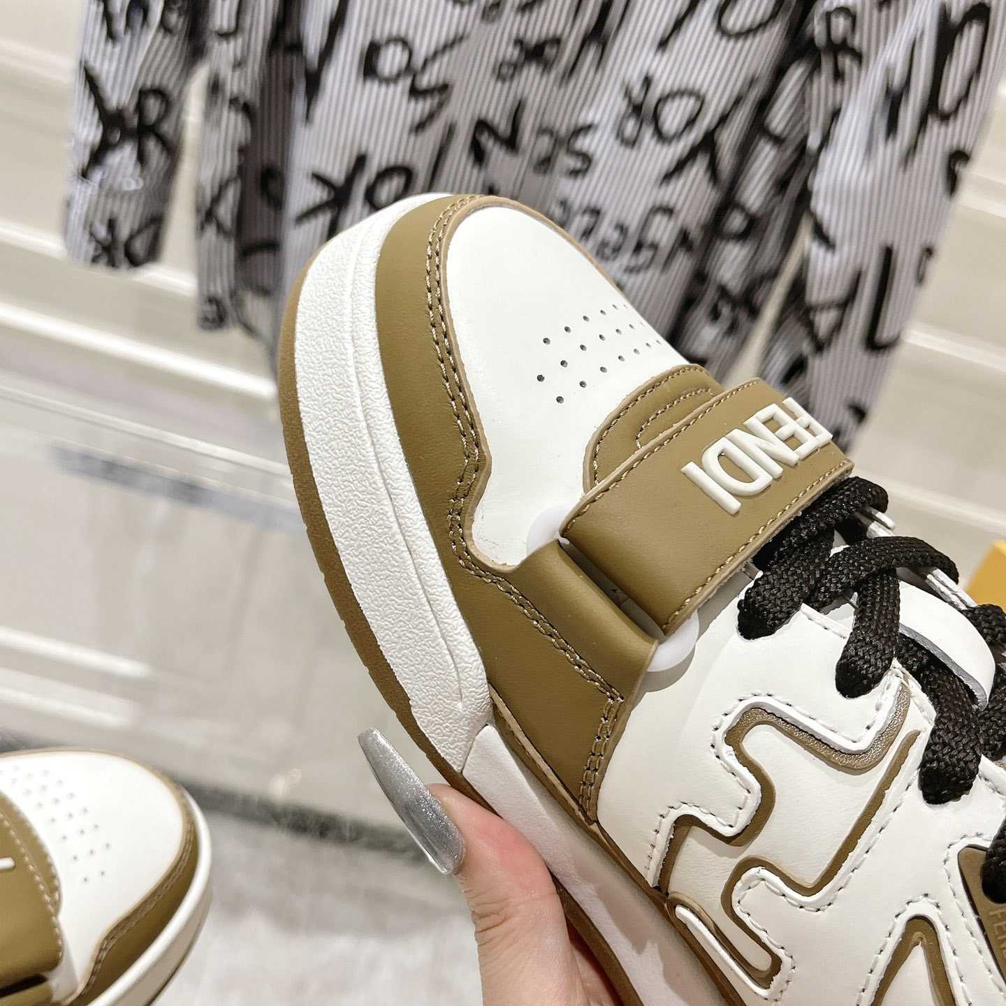 Fendi Match Green Leather Low-tops - PerfectKickZ
