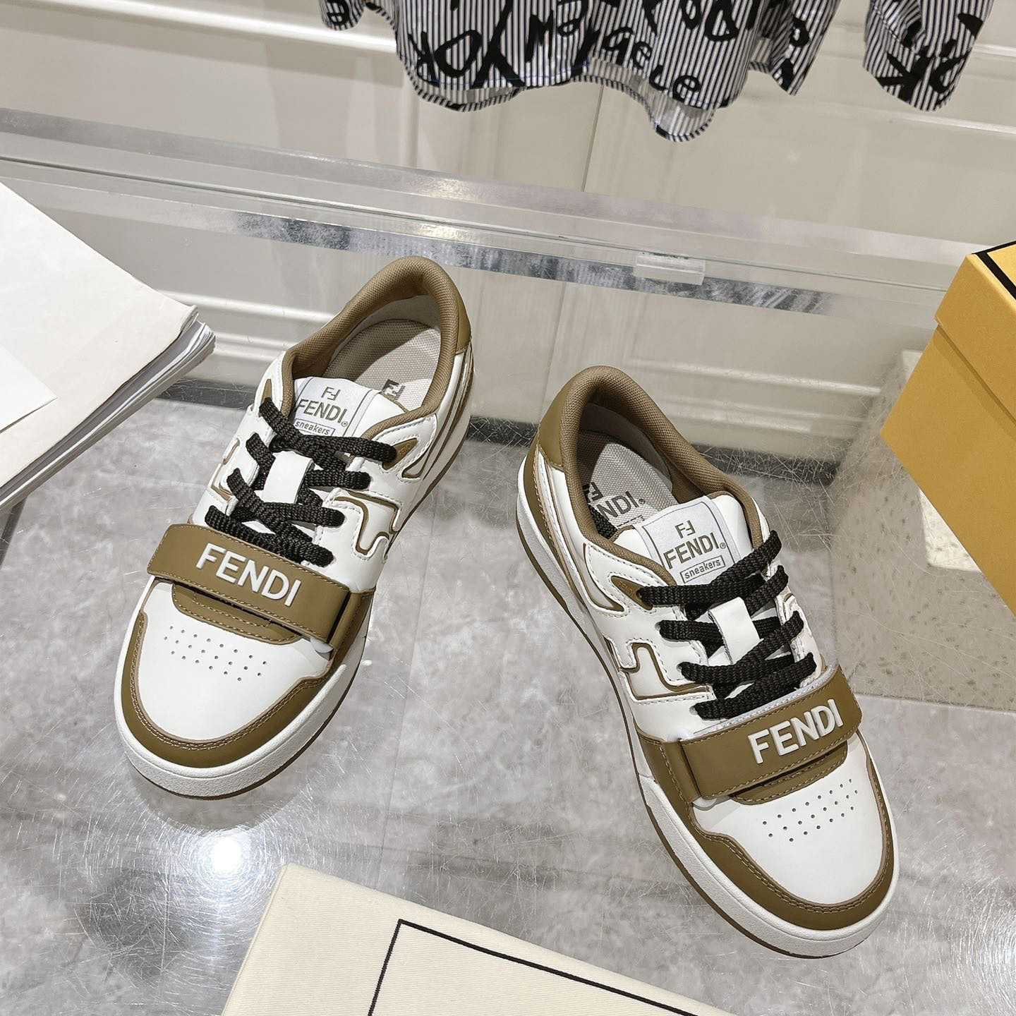 Fendi Match Green Leather Low-tops - PerfectKickZ