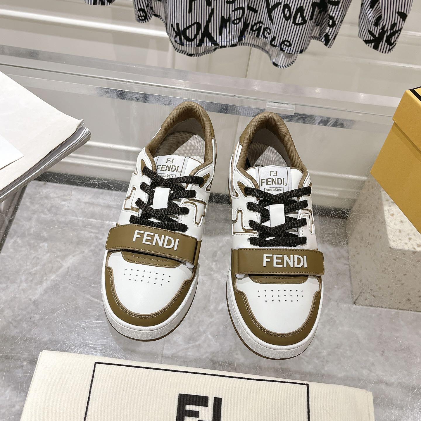Fendi Match Green Leather Low-tops - PerfectKickZ