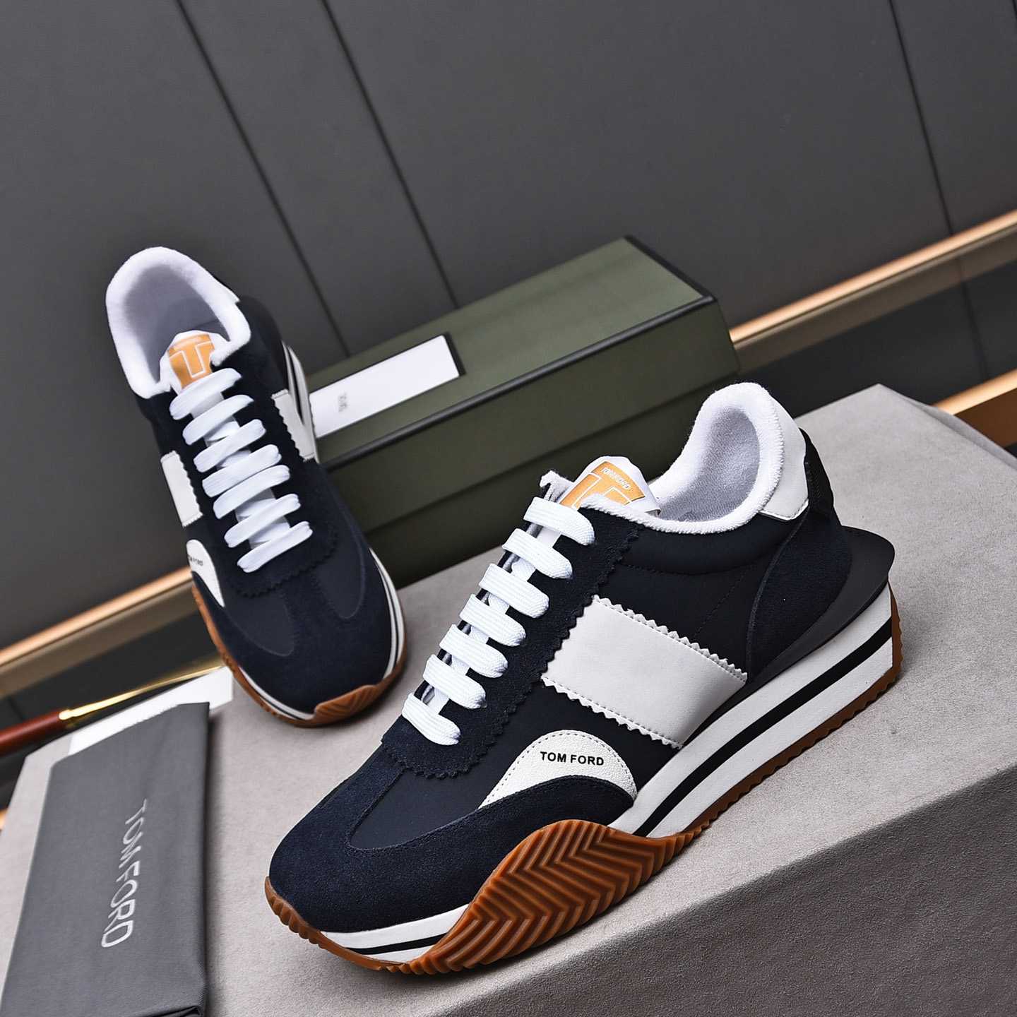 Tom Ford James Mixed Media Low Top Sneaker - PerfectKickZ
