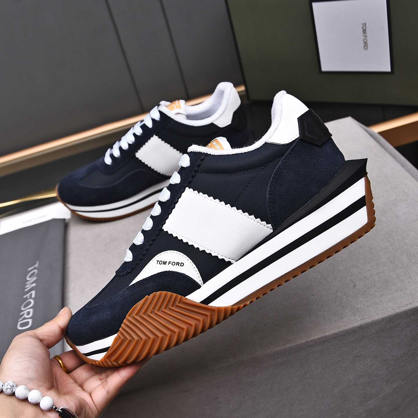 Tom Ford James Mixed Media Low Top Sneaker - PerfectKickZ