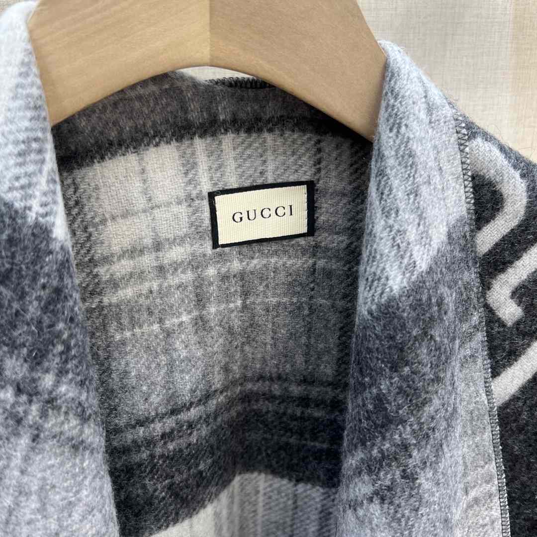 Gucci GG Jacquard Wool Silk Scarf - PerfectKickZ