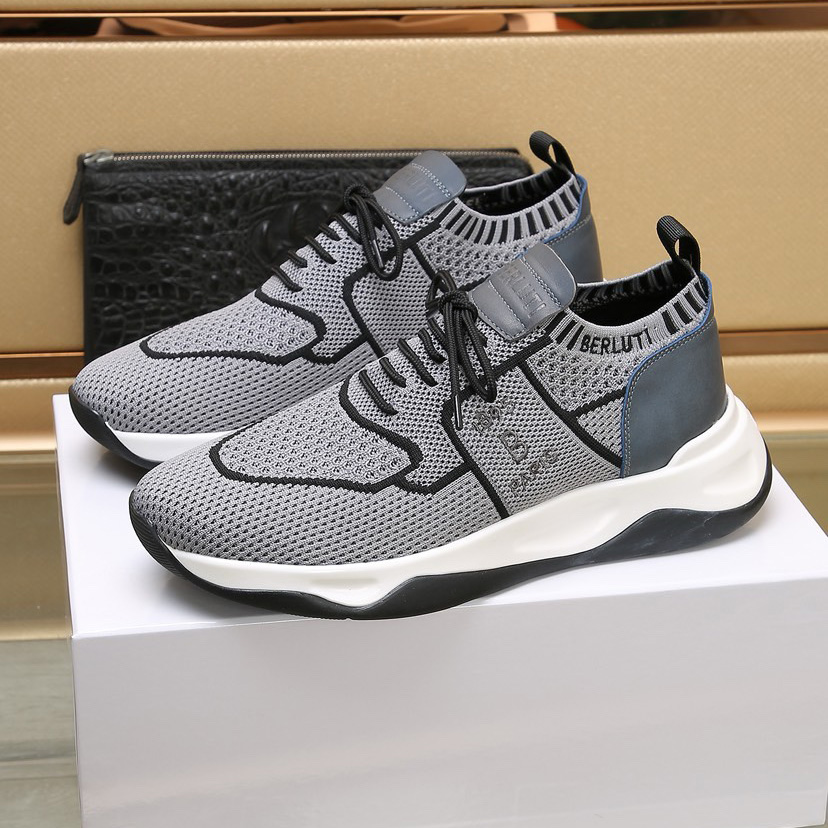 Berluti Shadow Knit And Calf Leather Sneaker - PerfectKickZ