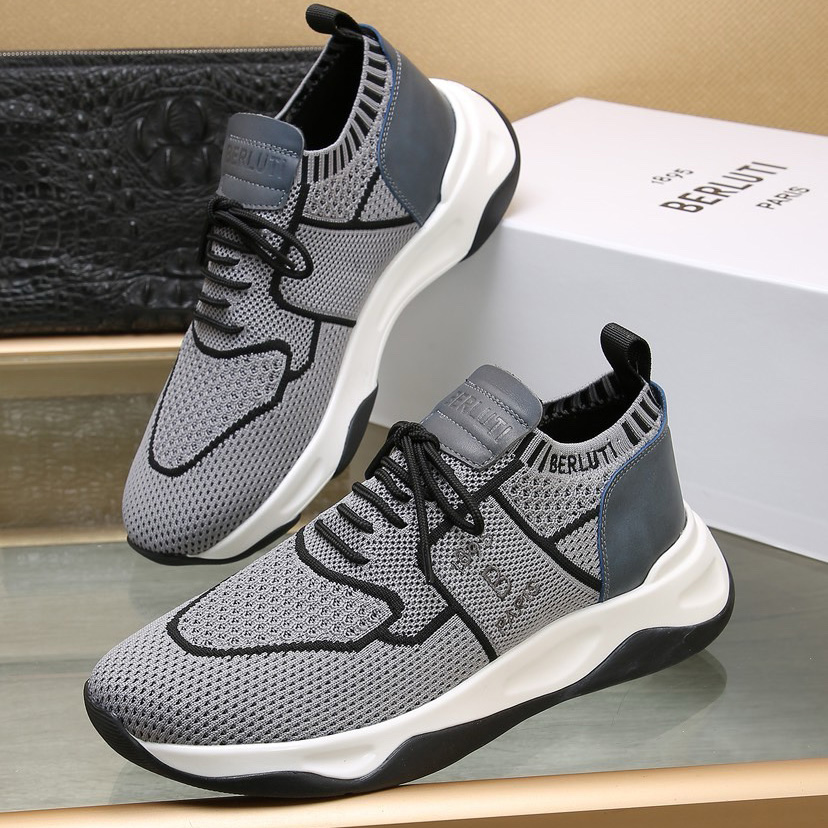 Berluti Shadow Knit And Calf Leather Sneaker - PerfectKickZ