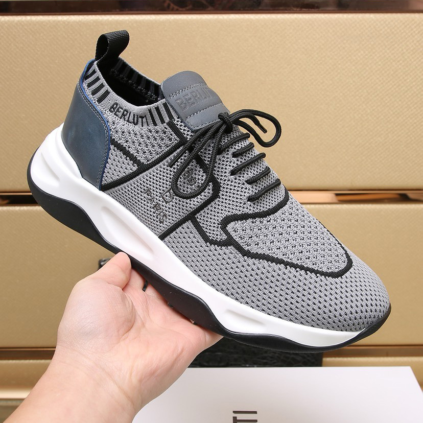 Berluti Shadow Knit And Calf Leather Sneaker - PerfectKickZ