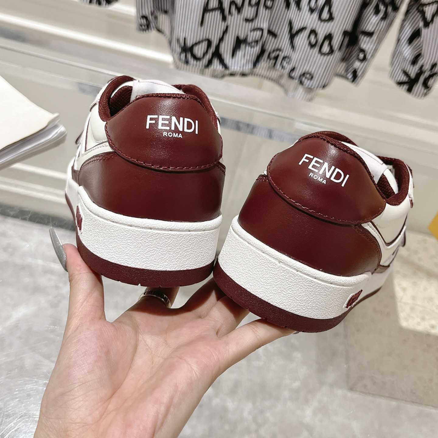 Fendi Match Burgundy Leather Low-tops - PerfectKickZ