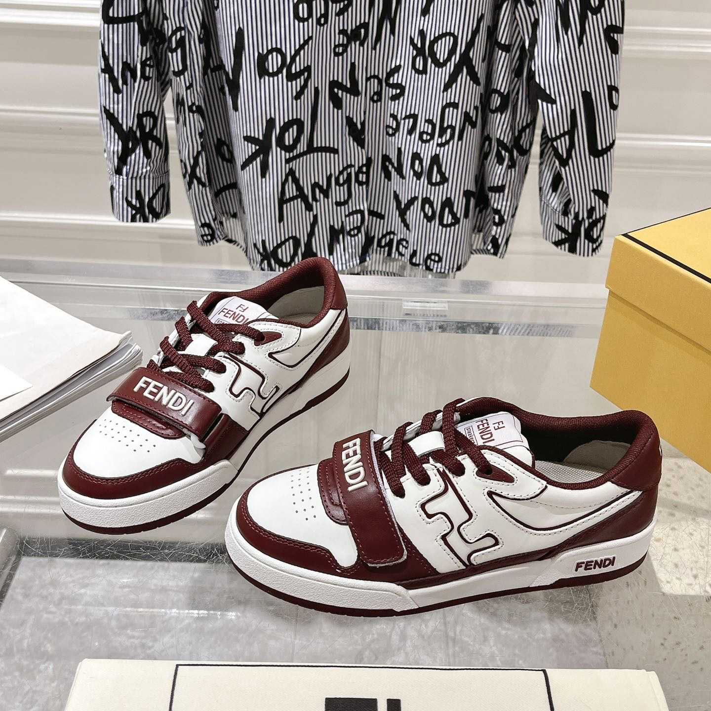 Fendi Match Burgundy Leather Low-tops - PerfectKickZ