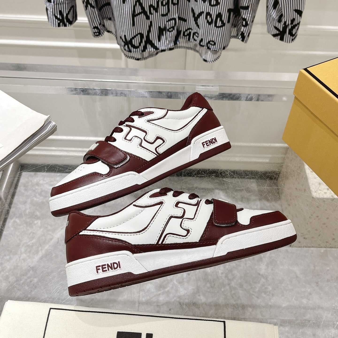Fendi Match Burgundy Leather Low-tops - PerfectKickZ