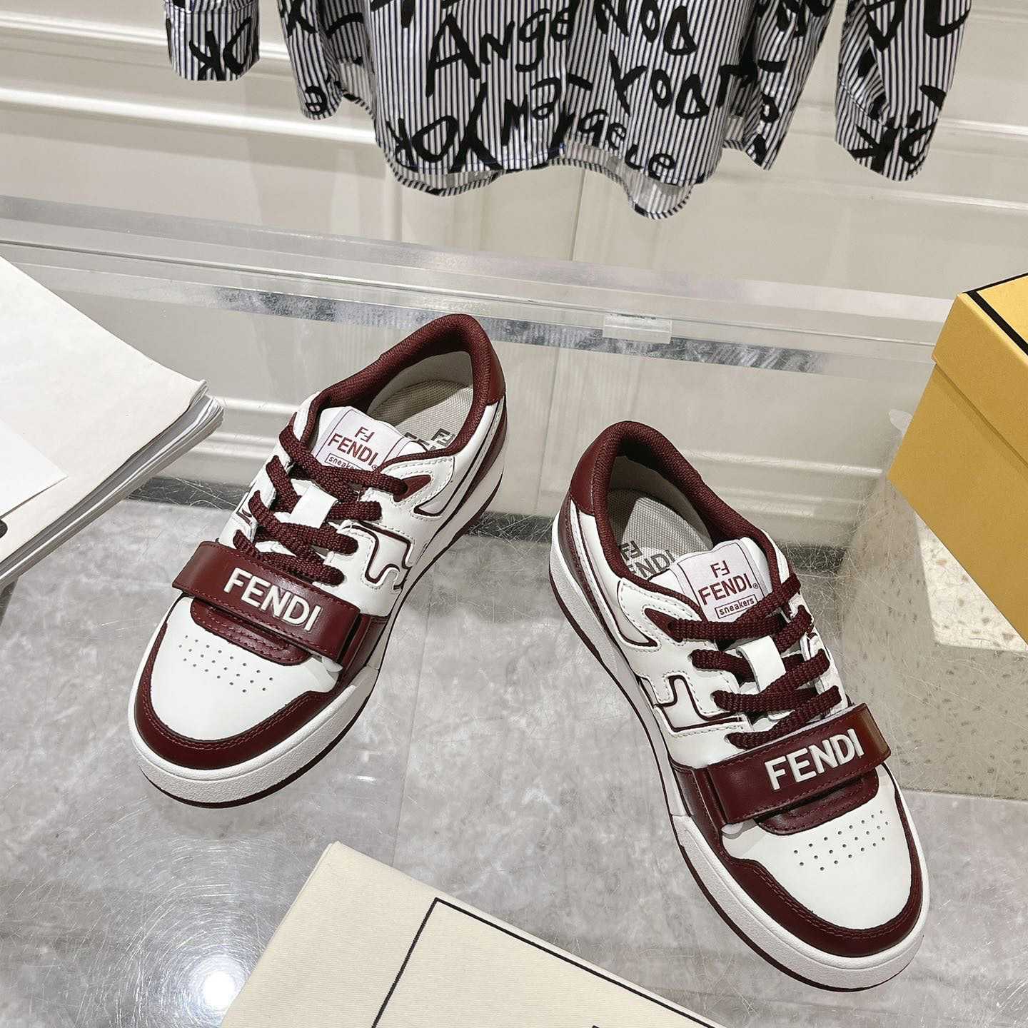 Fendi Match Burgundy Leather Low-tops - PerfectKickZ
