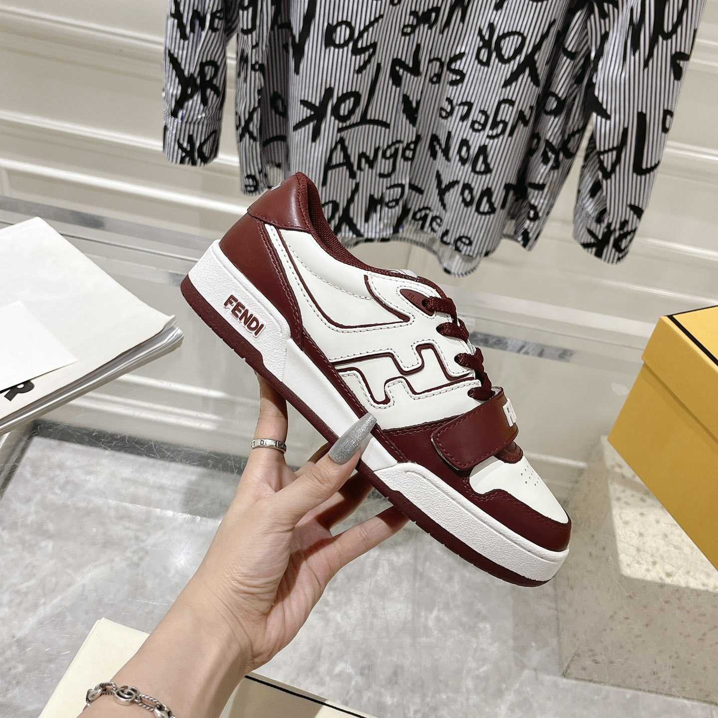 Fendi Match Burgundy Leather Low-tops - PerfectKickZ