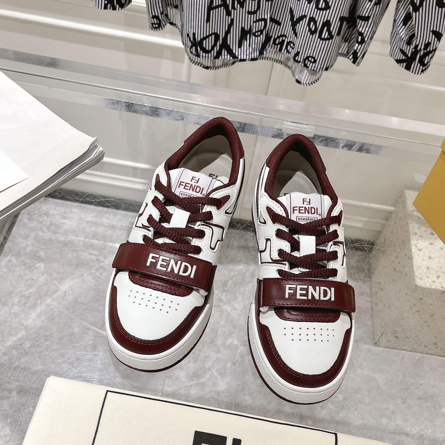 Fendi Match Burgundy Leather Low-tops - PerfectKickZ