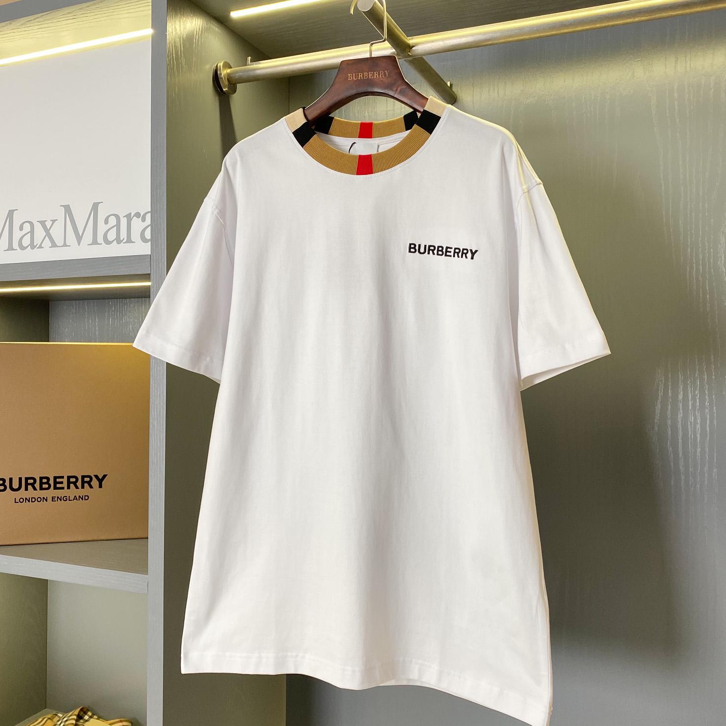 Burberry Icon Stripe Trim Cotton T-shirt - PerfectKickZ