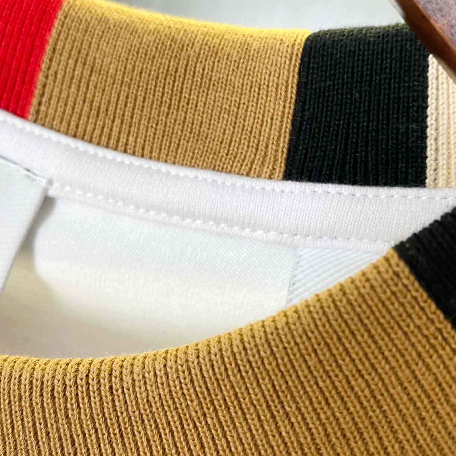 Burberry Icon Stripe Trim Cotton T-shirt - PerfectKickZ