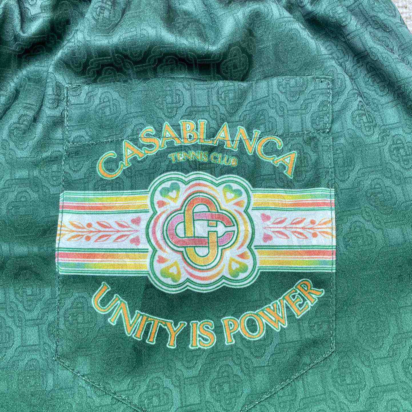 Casablanca Silk Shorts With Drawstring 'Unity Is Power'  CA3475 - PerfectKickZ