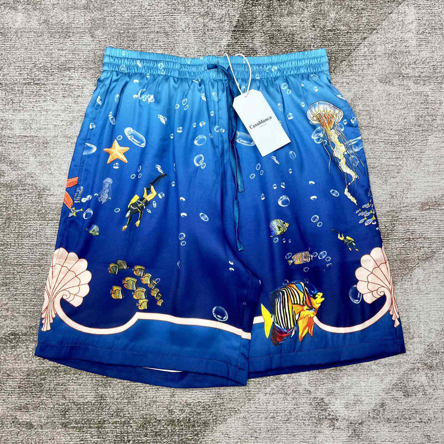 Casablanca Silk Drawstring Shorts 'Blue'   CA3455 - PerfectKickZ