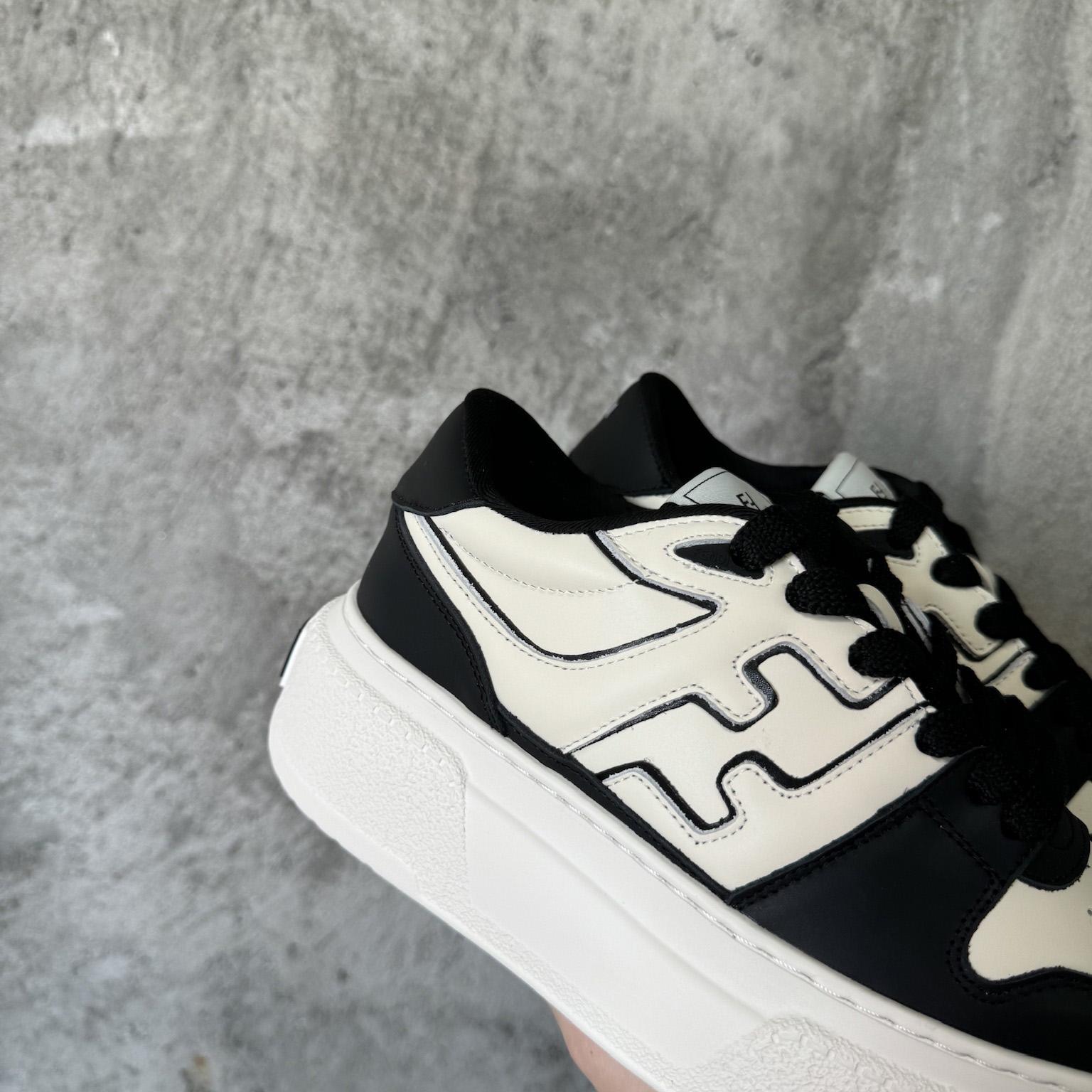 Fendi Match Black Leather Platform Low-tops - PerfectKickZ