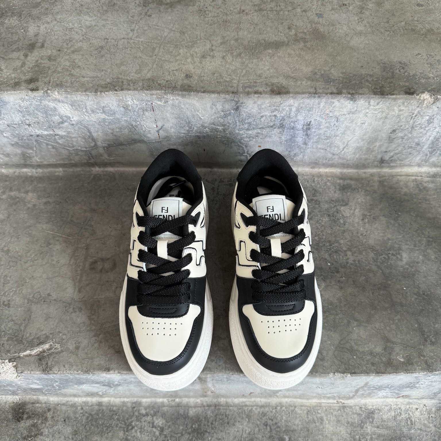 Fendi Match Black Leather Platform Low-tops - PerfectKickZ