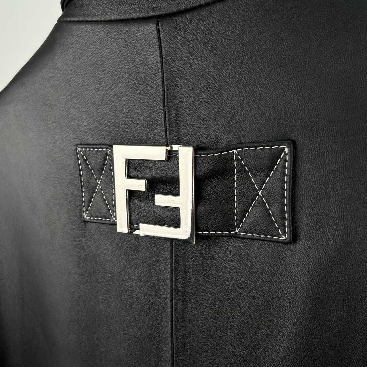 Fendi Black Leather Overcoat - PerfectKickZ