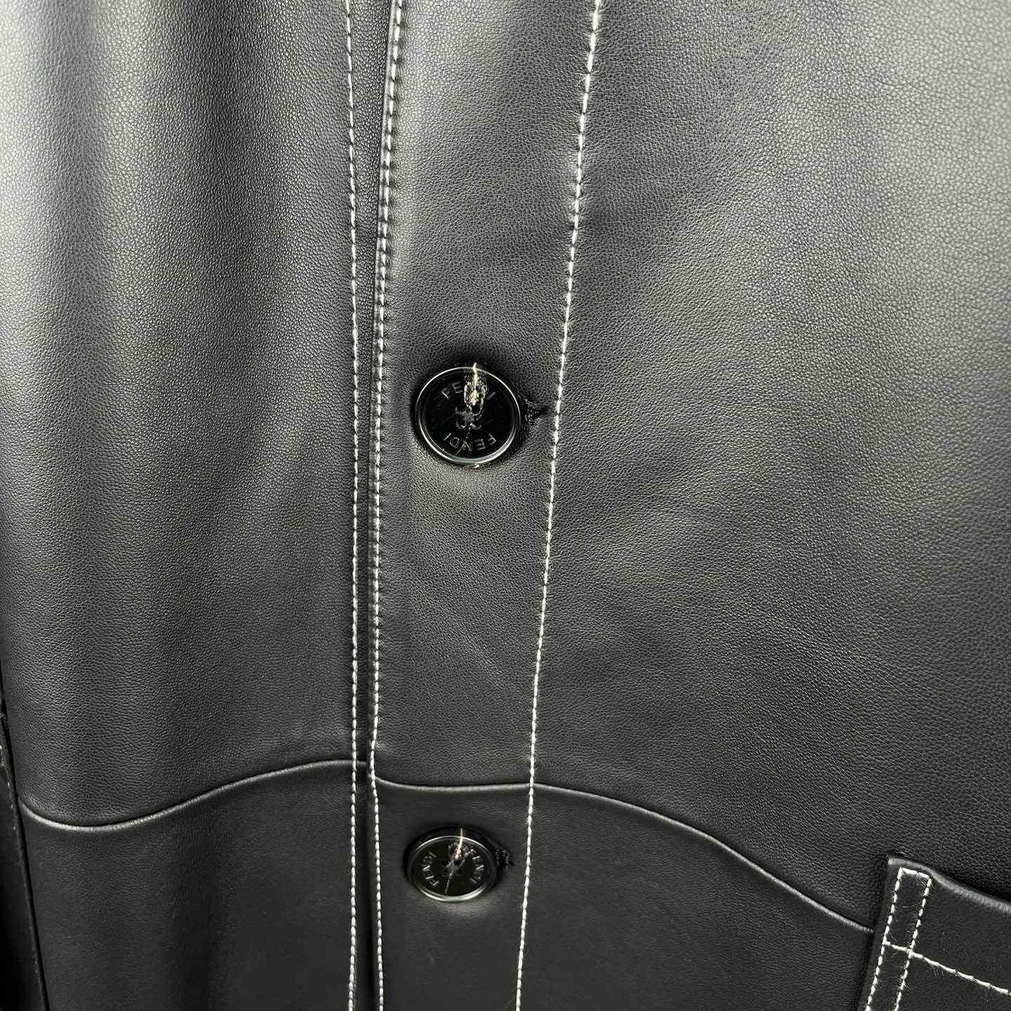 Fendi Black Leather Overcoat - PerfectKickZ