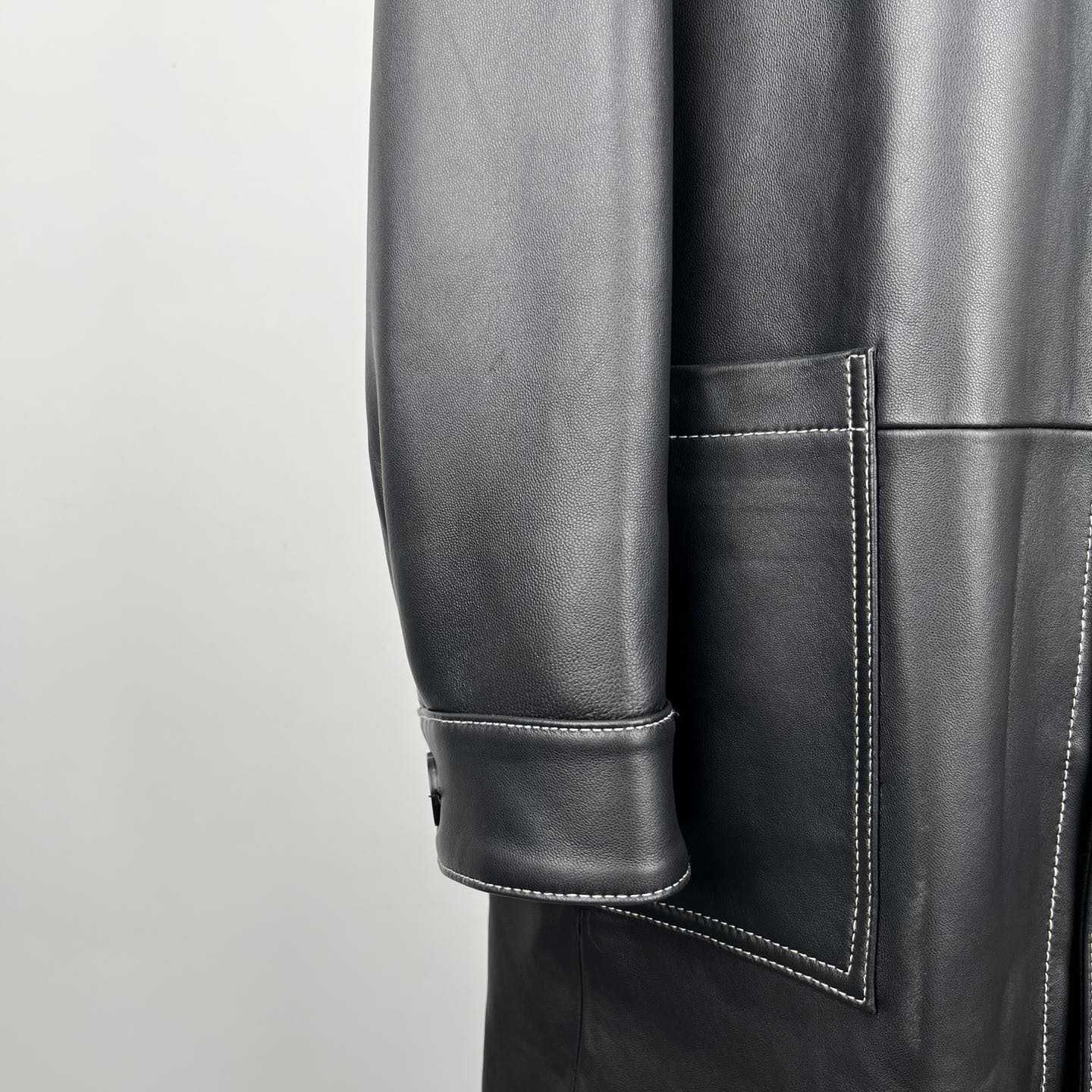 Fendi Black Leather Overcoat - PerfectKickZ