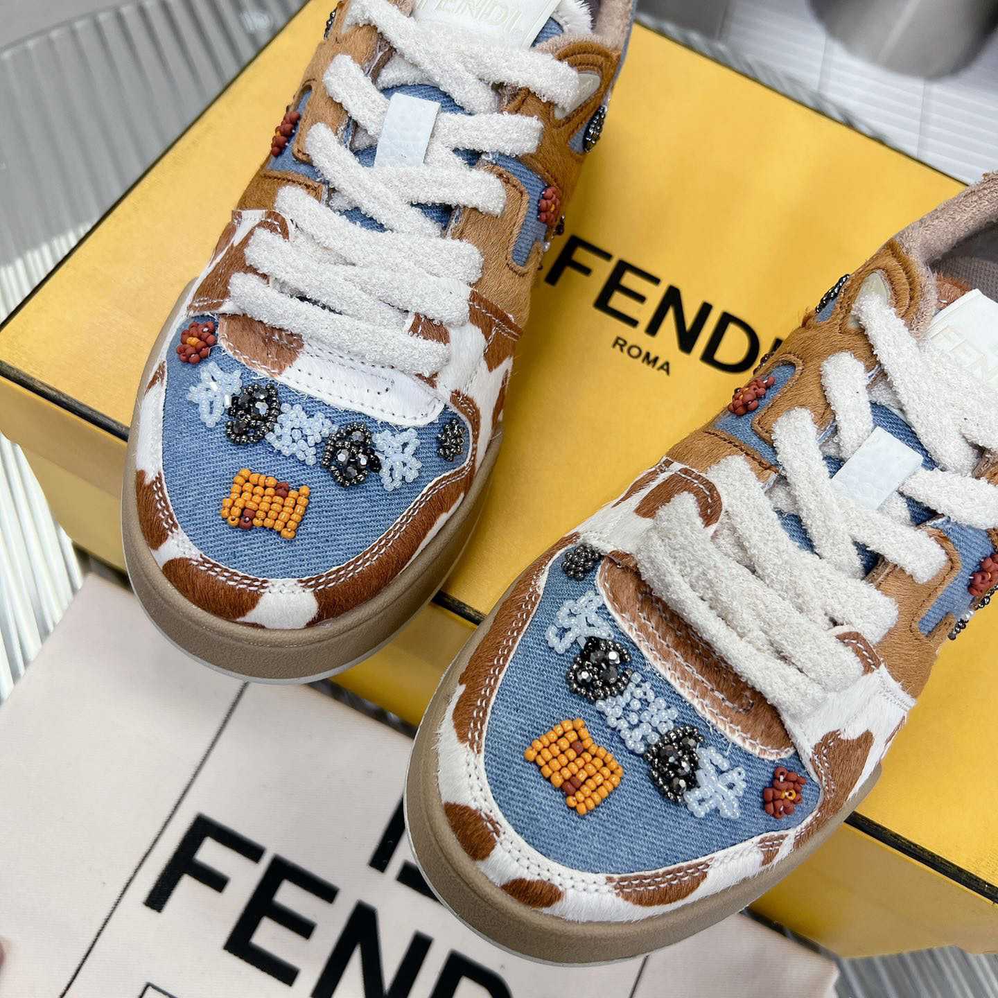 Fendi Match 'Cow Print Denim' - PerfectKickZ
