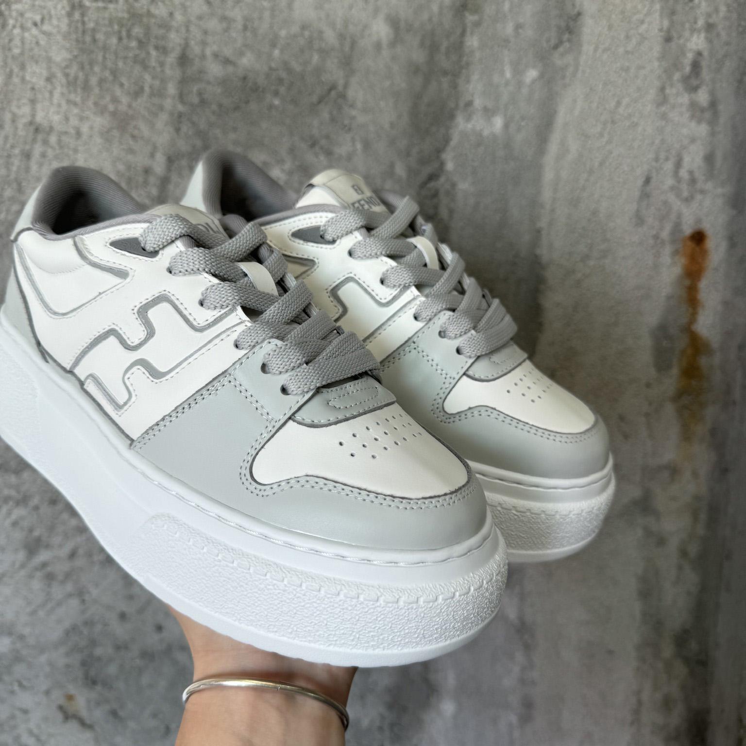 Fendi Match Gray Leather Platform Low-tops - PerfectKickZ