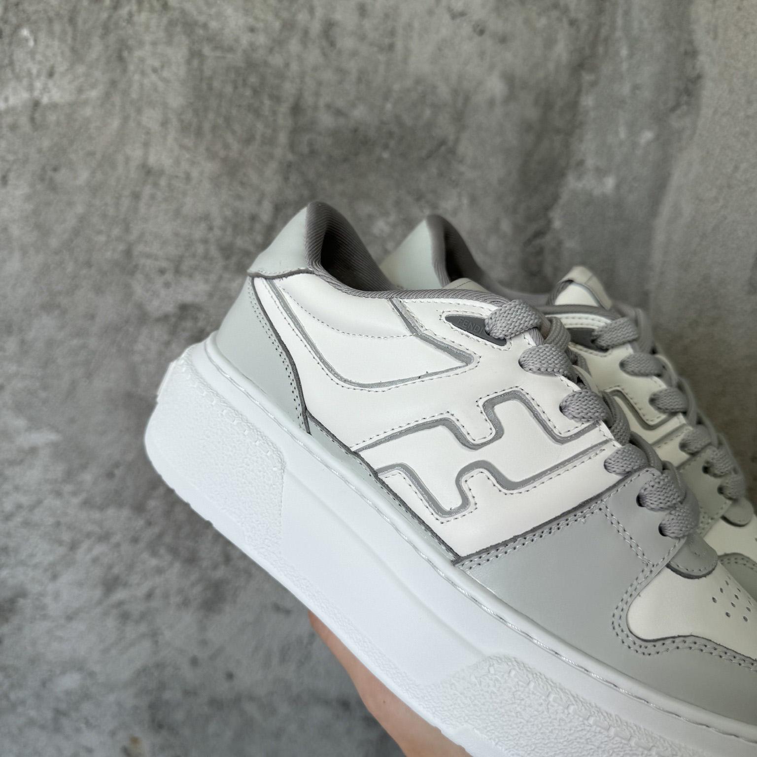 Fendi Match Gray Leather Platform Low-tops - PerfectKickZ