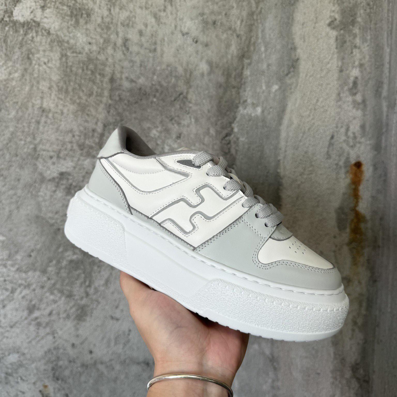 Fendi Match Gray Leather Platform Low-tops - PerfectKickZ