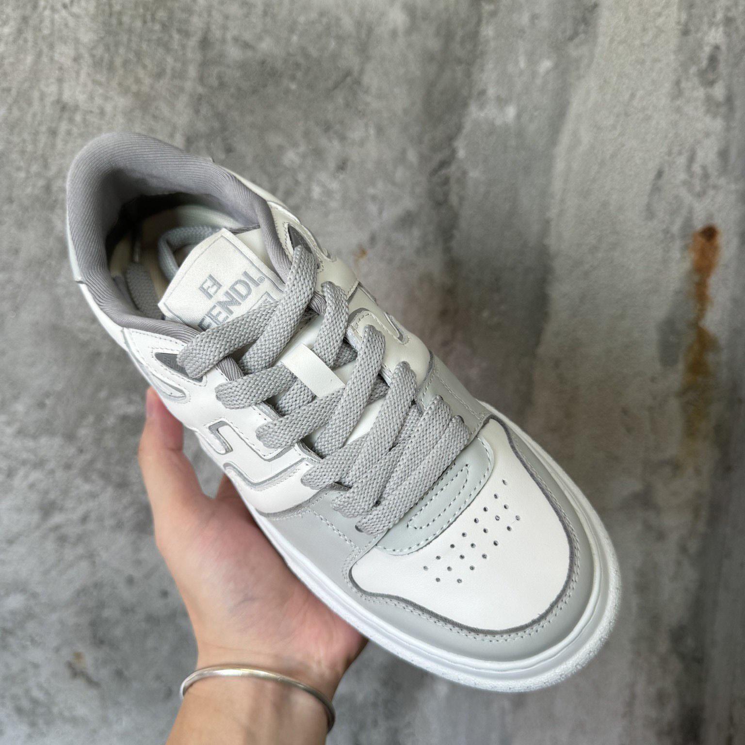 Fendi Match Gray Leather Platform Low-tops - PerfectKickZ